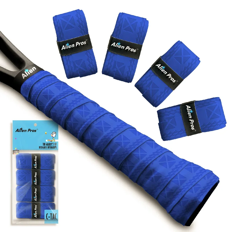 [C-Tac] Embossed Racket Grip Tape for Tennis (4 Grips, Various Colors)