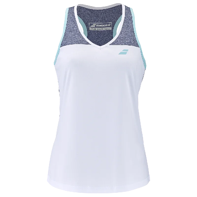 Babolat Women's Play Tank Top White Blue Heather