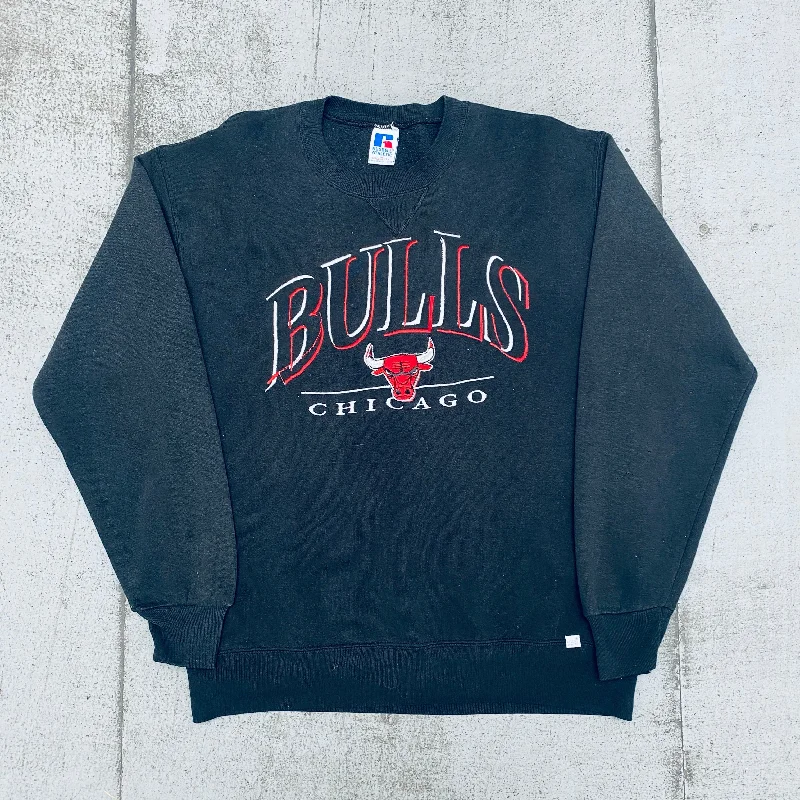 Chicago Bulls: 1990's Russell Athletic Embroidered Spellout Sweat (M)