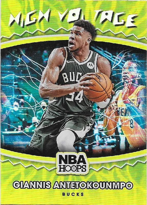 Giannis Antetokounmpo, High Voltage Holo, 2021-22 Panini Hoops Basketball NBA