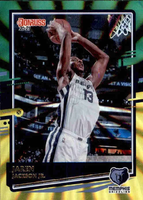 Jaren Jackson Jr, Green & Yellow Laser Parallel, 2020-21 Panini Donruss Basketball NBA