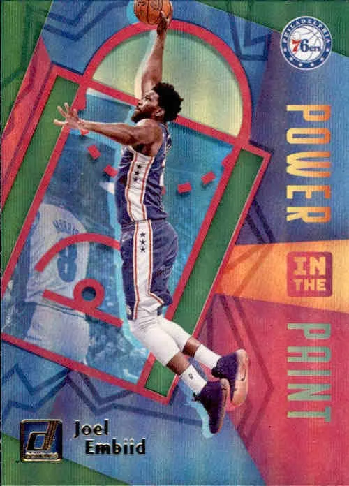 Joel Embiid, Green Flood Holo, Power in the Key, 2020-21 Panini Donruss Basketball NBA