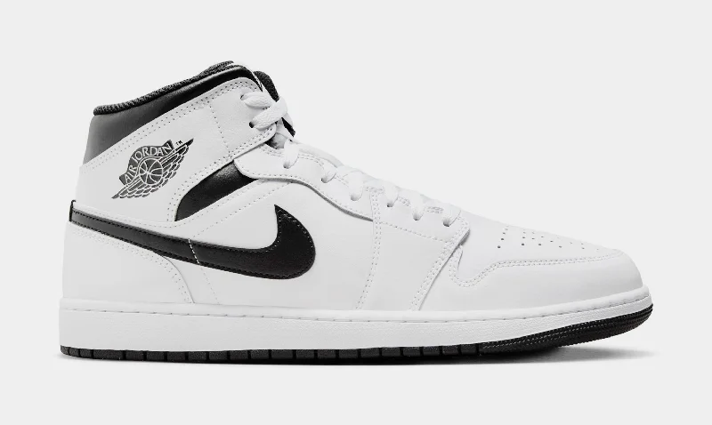 Air Jordan 1 Mid Mens Basketball Shoes (White/Black)