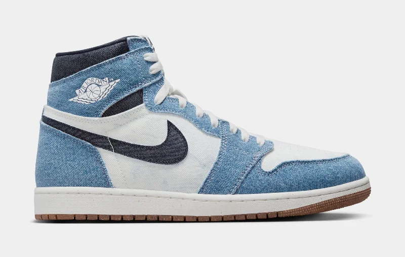 Air Jordan 1 Retro Hi Denim Mens Lifestyle Shoes (Summit White/Obsidian)