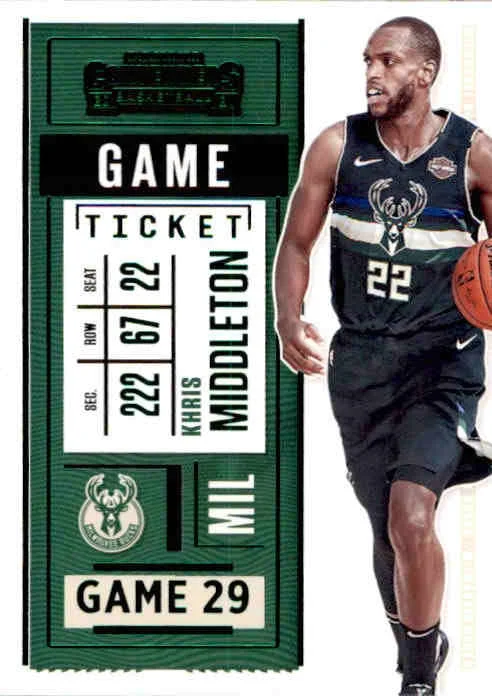 Khris Middleton, Green Foil, 2020-21 Panini Contenders Basketball NBA