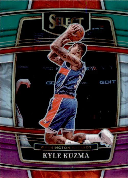 Kyle Kuzma, Concourse Green & Purple Prizm, 2021-22 Panini Select Basketball NBA