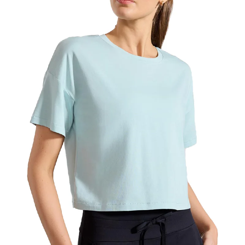 Pima Cotton Cropped Boyfriend Tee - Blue Haze