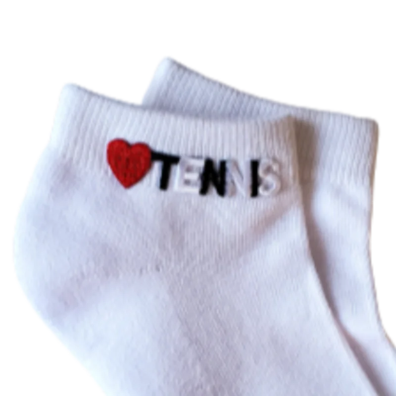 On the Tee Socks - Heart Tennis - Blk/Wht