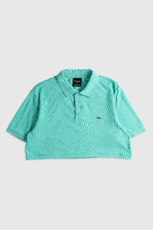 Rework Lacoste Crop Collared Tee - M