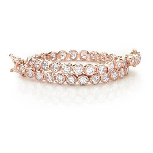 Round Brilliant tennis bracelet with 10.25 carats* of diamond simulants in 10 carat rose gold