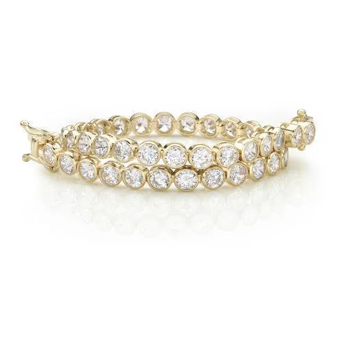 Round Brilliant tennis bracelet with 10.25 carats* of diamond simulants in 10 carat yellow gold