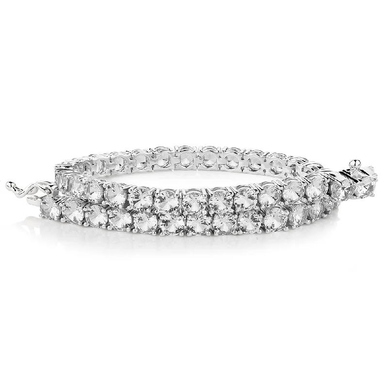 Round Brilliant tennis bracelet with 11 carats* of diamond simulants in sterling silver