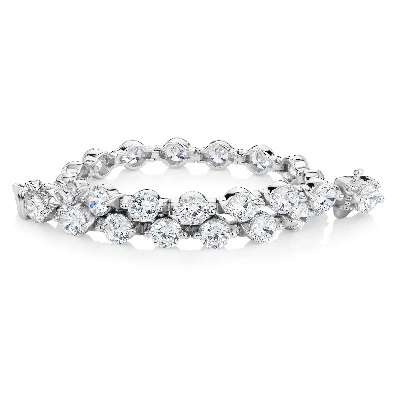 Round Brilliant tennis bracelet with 11.04 carats* of diamond simulants in sterling silver