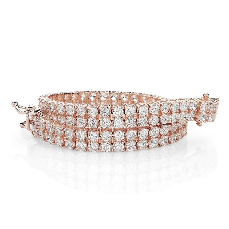 Round Brilliant tennis bracelet with 12.54 carats* of diamond simulants in 10 carat rose gold