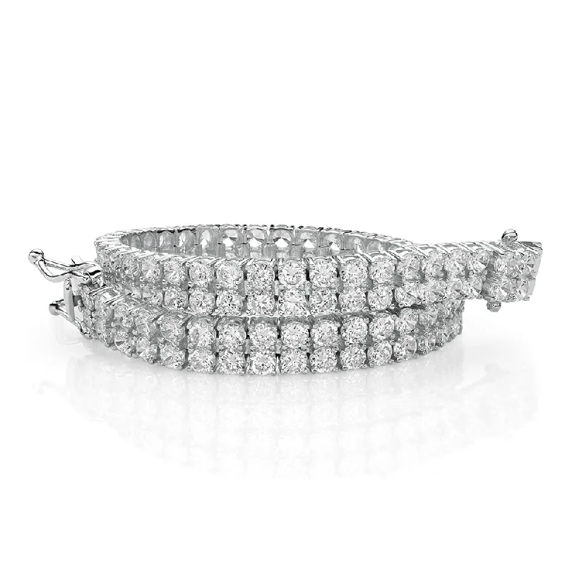 Round Brilliant tennis bracelet with 12.54 carats* of diamond simulants in 10 carat white gold