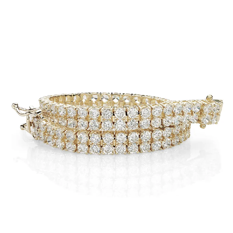 Round Brilliant tennis bracelet with 12.54 carats* of diamond simulants in 10 carat yellow gold