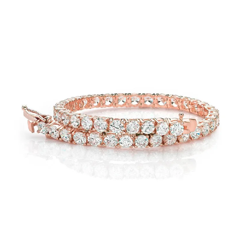 Round Brilliant tennis bracelet with 12 carats* of diamond simulants in 10 carat rose gold