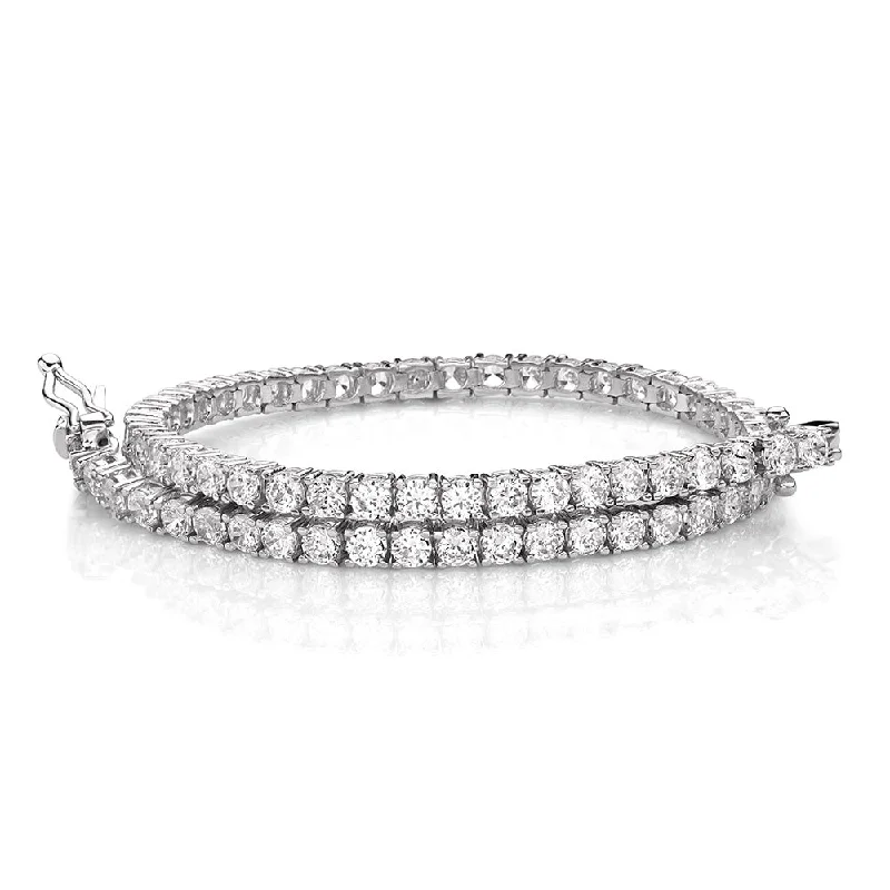 Round Brilliant tennis bracelet with 4.02 carats* of diamond simulants in 10 carat white gold