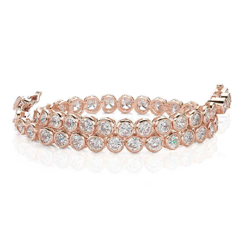 Round Brilliant tennis bracelet with 5.28 carats* of diamond simulants in 10 carat rose gold