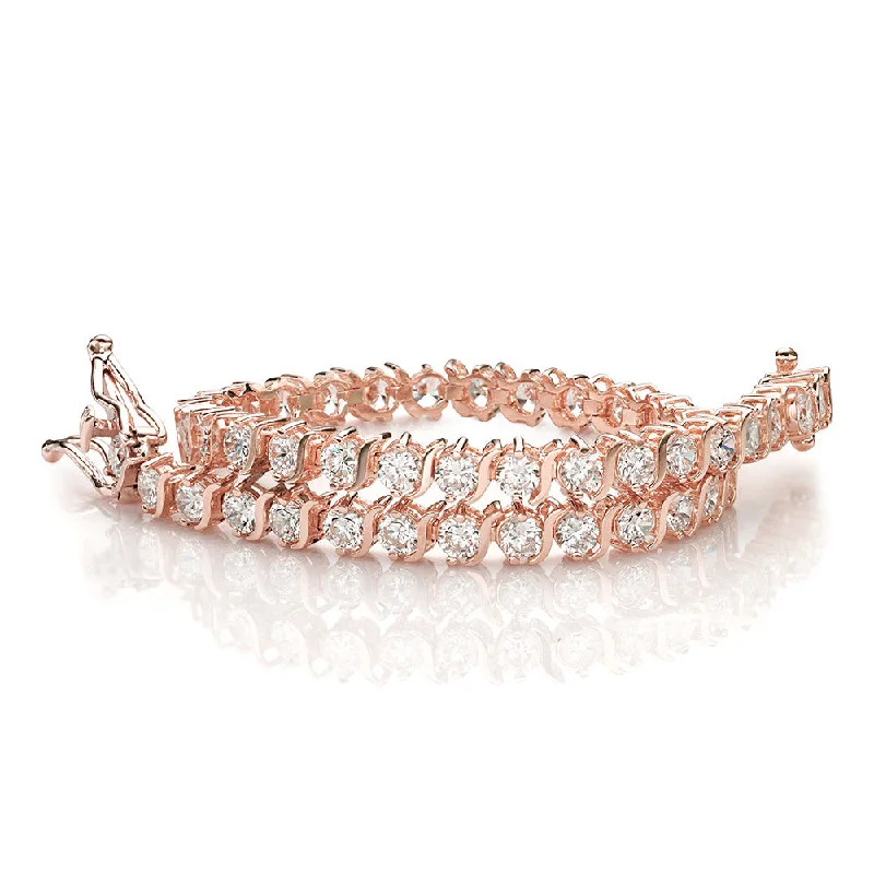 Round Brilliant tennis bracelet with 5.28 carats* of diamond simulants in 10 carat rose gold