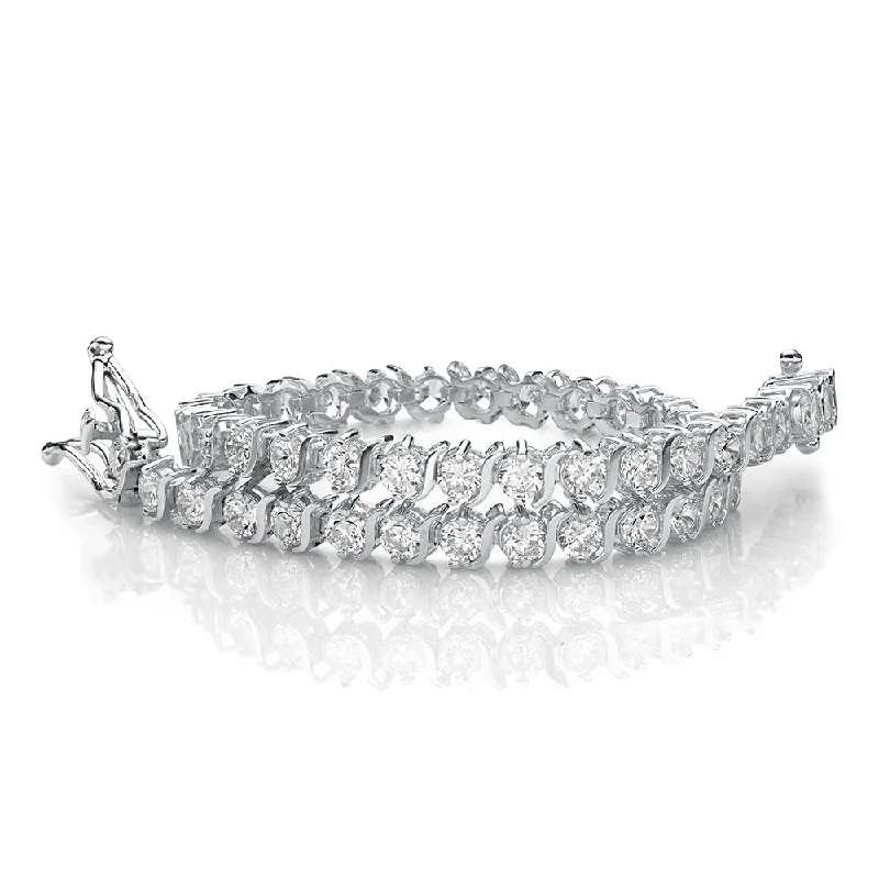 Round Brilliant tennis bracelet with 5.28 carats* of diamond simulants in 10 carat white gold