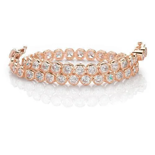 Round Brilliant tennis bracelet with 5.83 carats* of diamond simulants in 10 carat rose gold