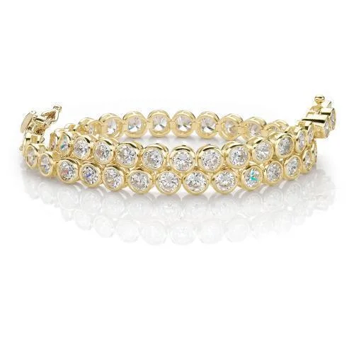 Round Brilliant tennis bracelet with 5.83 carats* of diamond simulants in 10 carat yellow gold