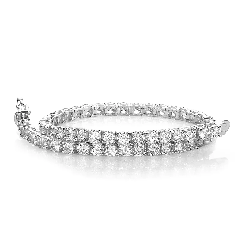 Round Brilliant tennis bracelet with 6.27 carats* of diamond simulants in 10 carat white gold