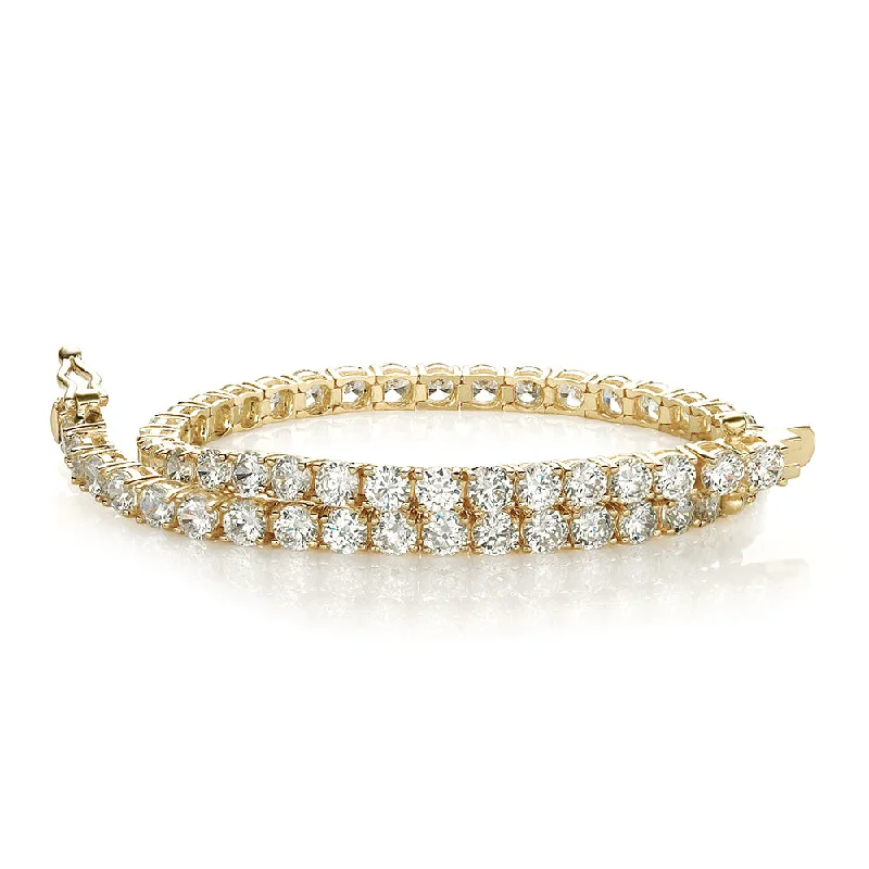 Round Brilliant tennis bracelet with 6.27 carats* of diamond simulants in 10 carat yellow gold