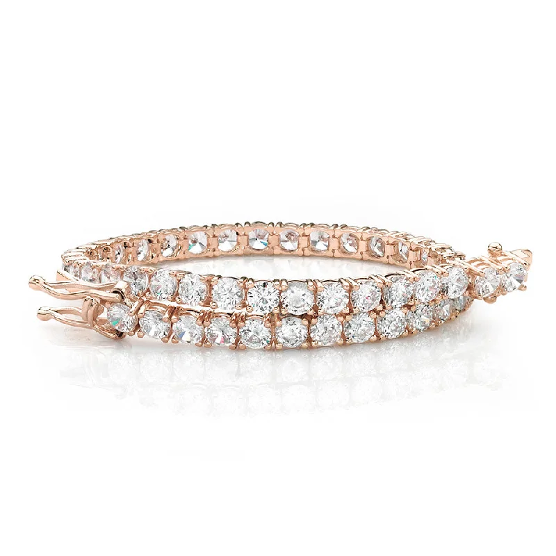 Round Brilliant tennis bracelet with 8.5 carats* of diamond simulants in 10 carat rose gold