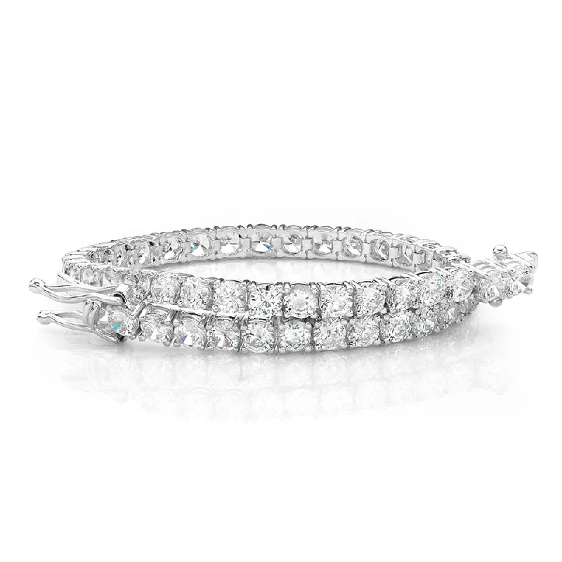 Round Brilliant tennis bracelet with 8.5 carats* of diamond simulants in 10 carat white gold