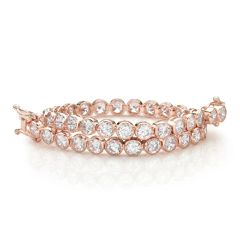 Round Brilliant tennis bracelet with 9.25 carats* of diamond simulants in 10 carat rose gold