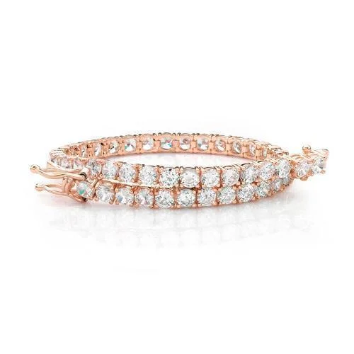 Round Brilliant tennis bracelet with 9.52 carats* of diamond simulants in 10 carat rose gold