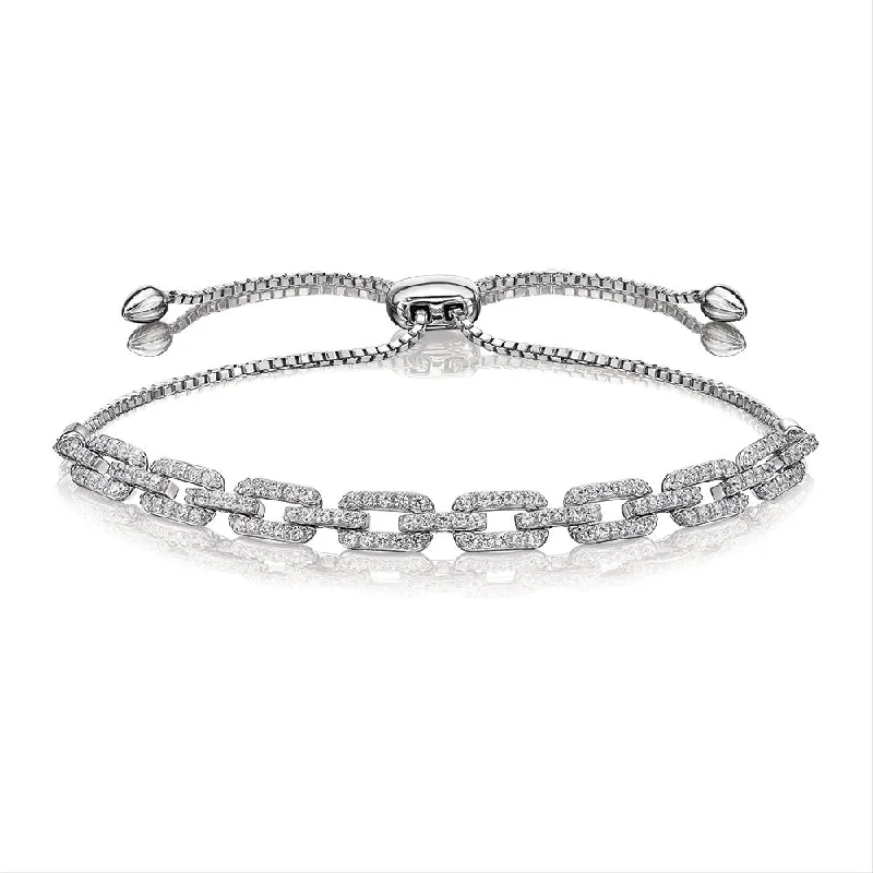 Slider bracelet with 0.84 carats* of diamond simulants in sterling silver