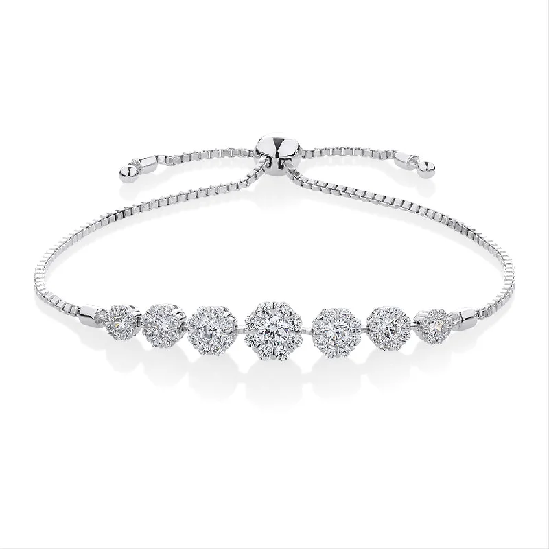 Slider bracelet with 1.96 carats* of diamond simulants in sterling silver