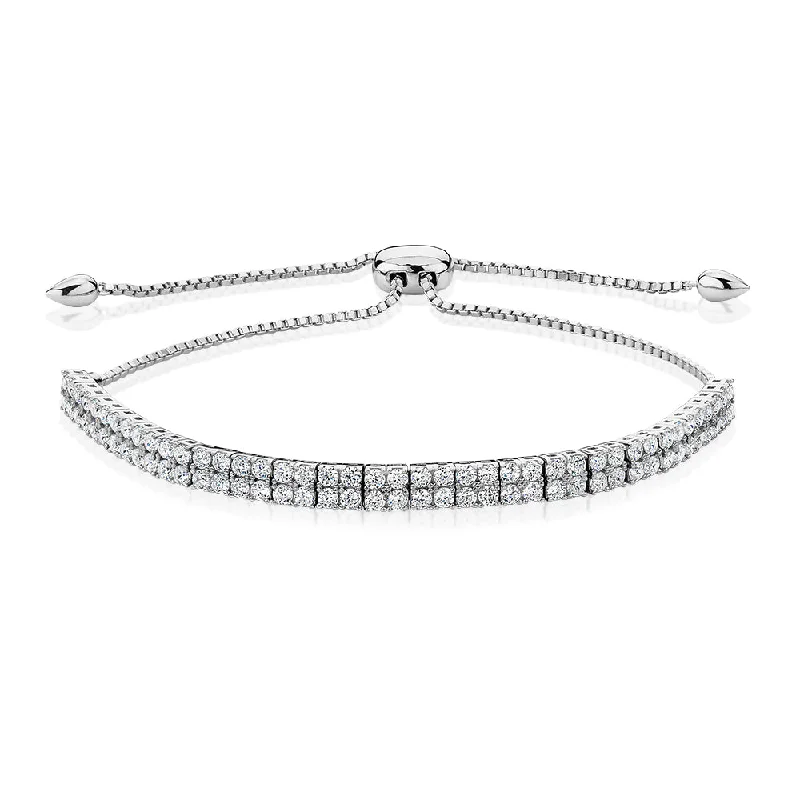 Slider bracelet with 2.52 carats* of diamond simulants in sterling silver