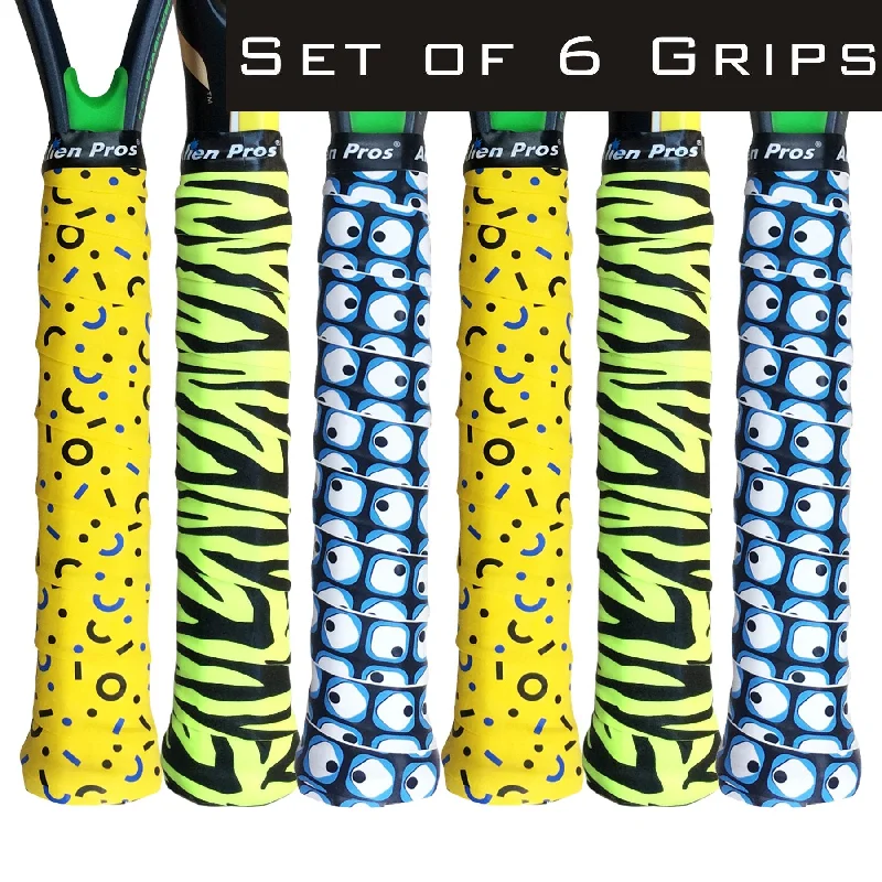 [X-Dry] Designer Racket Grip Tape for Tennis (6 Grips, Various Styles)