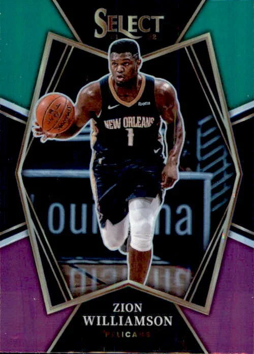 Zion Williamson, Premier Level Green & Purple Prizm, 2021-22 Panini Select Basketball NBA