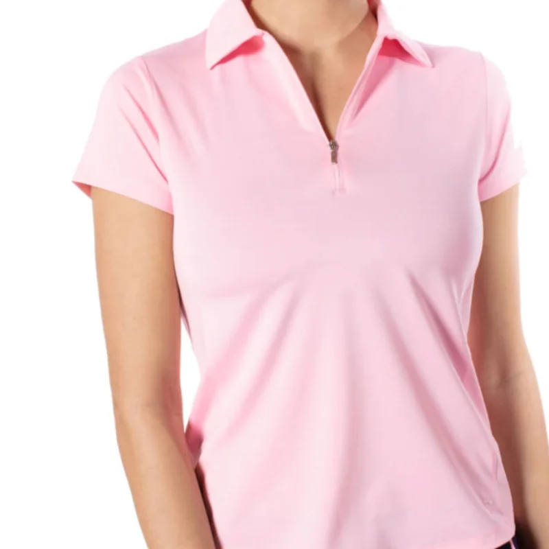 Golftini S/S Zip Tech Polo - Light Pink