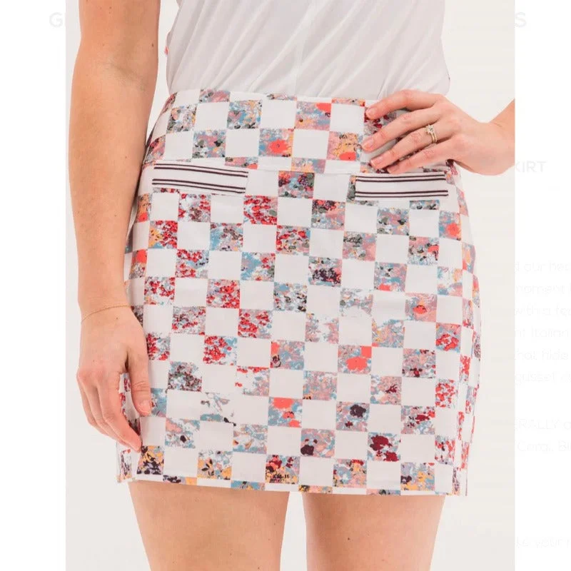 Foray Golf Hidden Pocket Skort (Regular Length - 15.5") - Floral Check