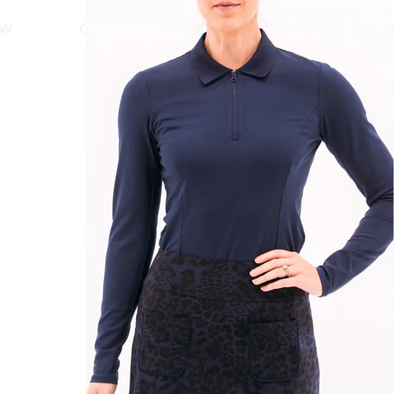 Foray Golf L/S Mesh Insert Polo - Navy