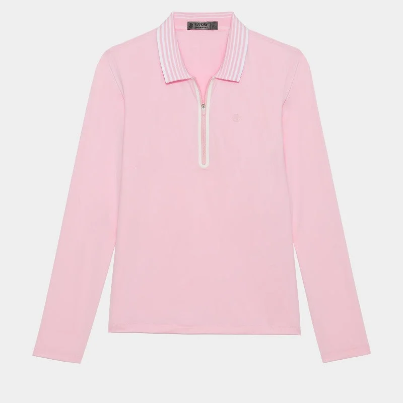 G/FORE Featherweight Zip L/S Polo - Blush