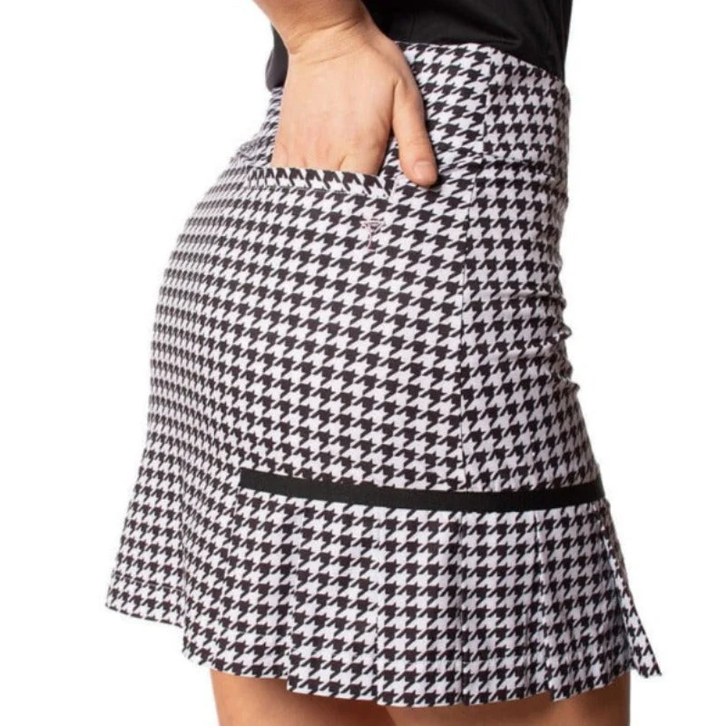 Golftini Houndstooth Performance Side Pleat Skort - Black/White