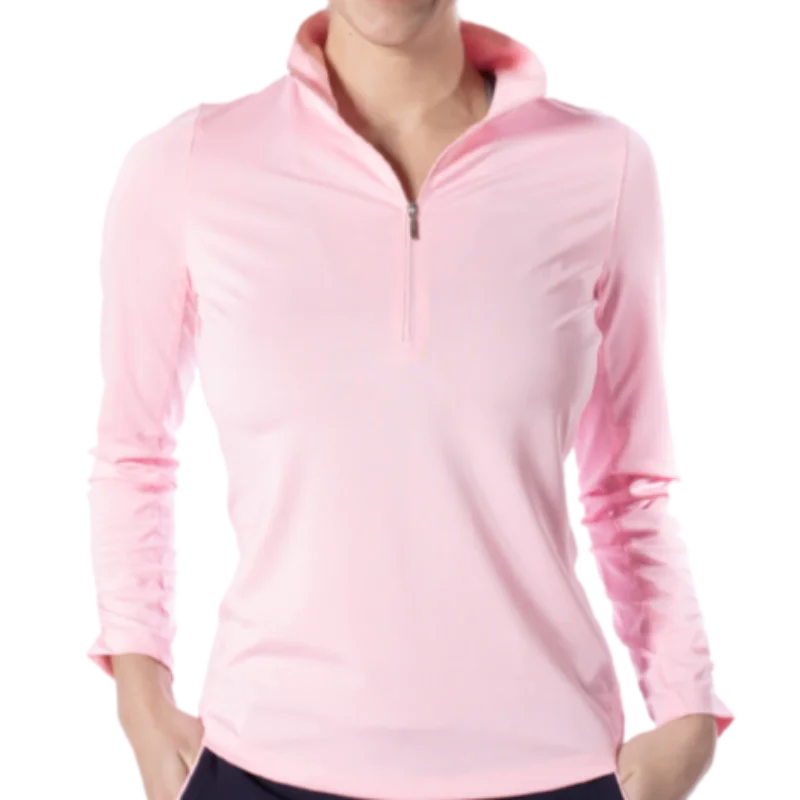 Golftini L/S Zip Mock Stretch Top - Light Pink