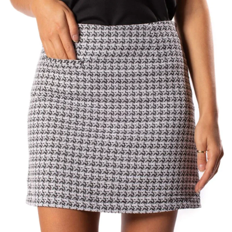 Golftini Stretch Tweed Skort - Black/White