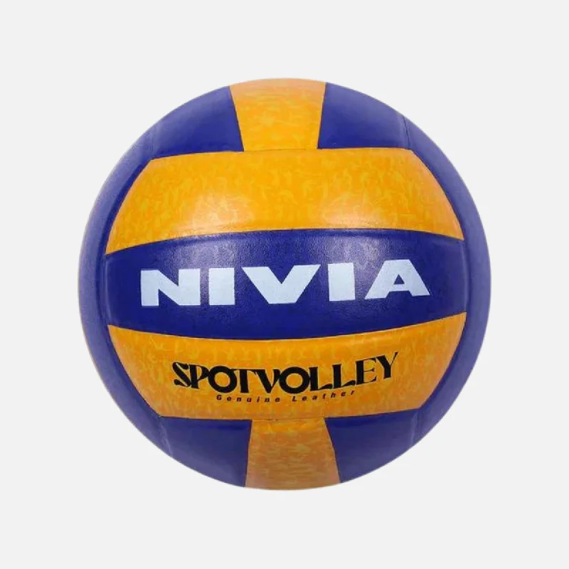 Nivia Leather Pasted Coloured Spot Volley Ball -Yellow/Blue