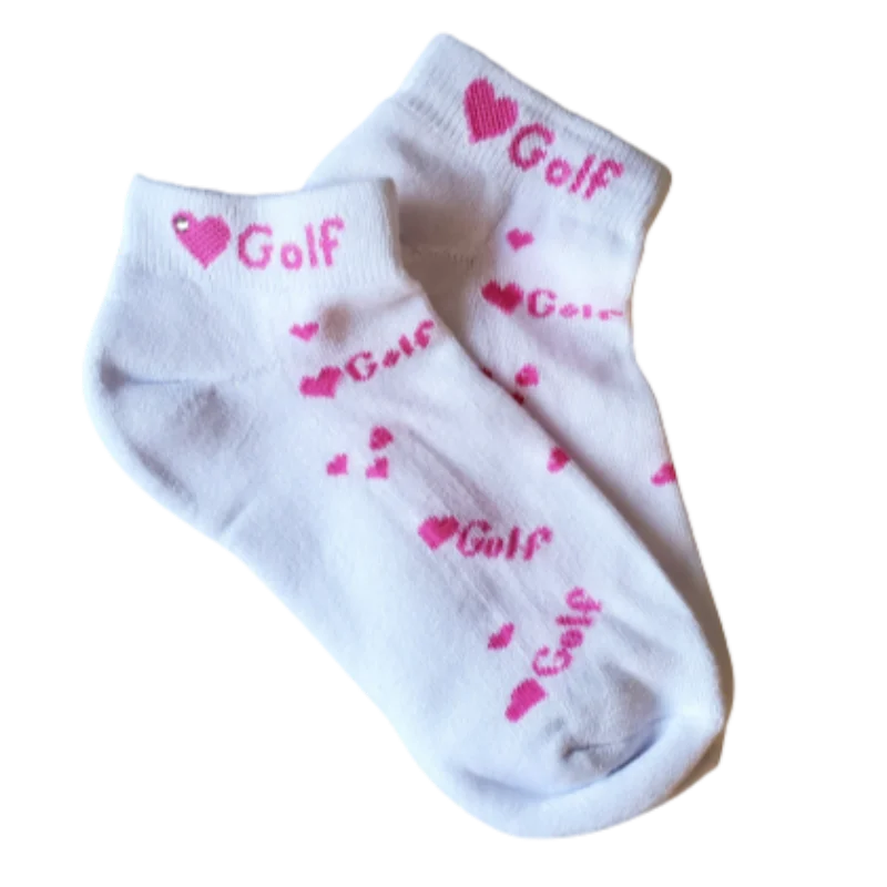 On the Tee Socks - Love Golf - Hot Pink Crystal