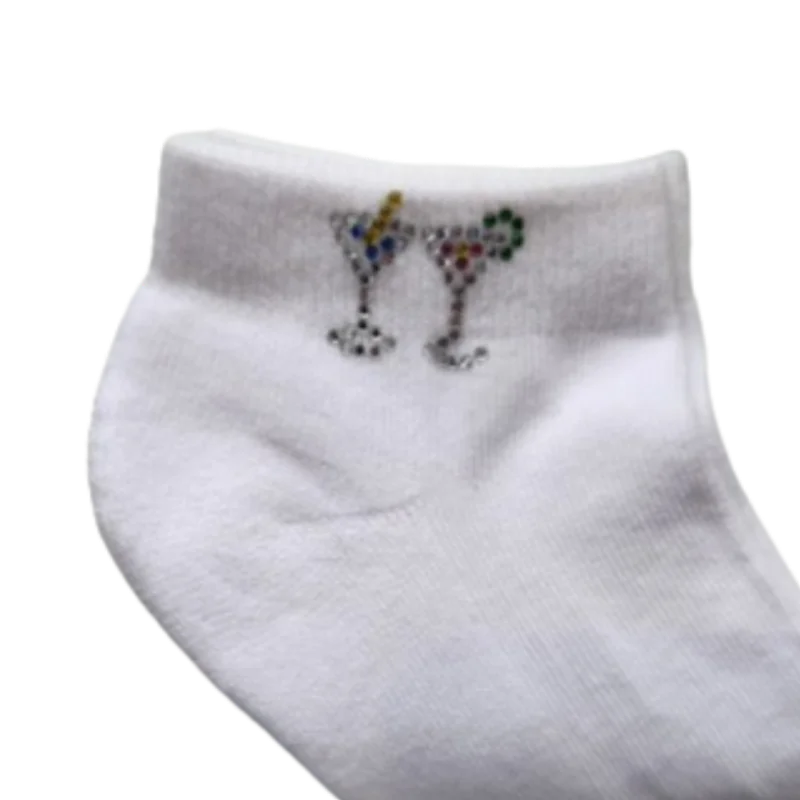 On the Tee Socks - Martini - Crystal Diamonds