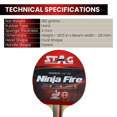 Stag Ninja Fire Table Tennis Racket