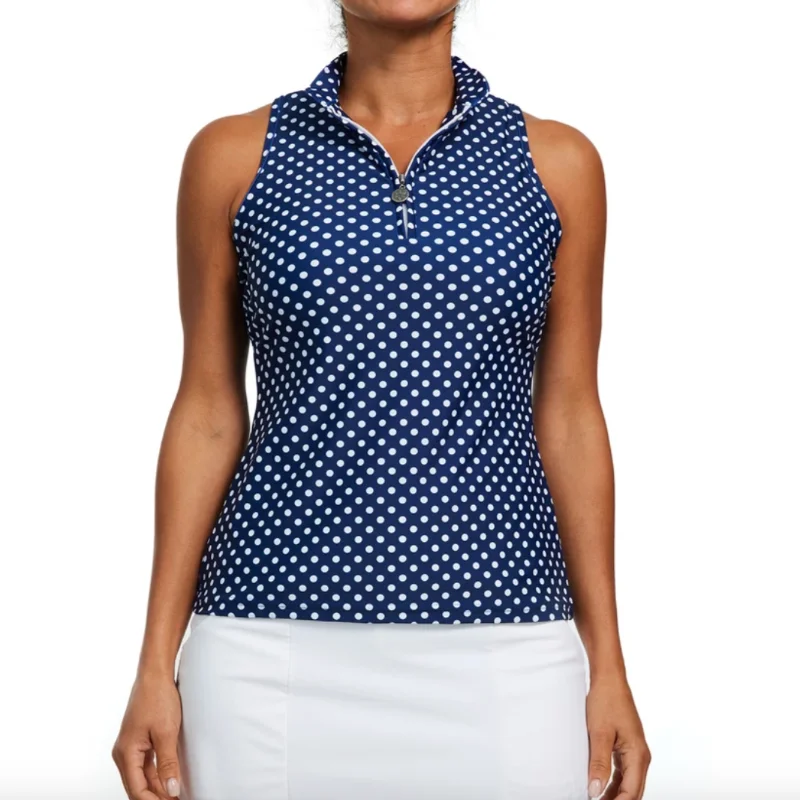 Tzu Tzu Bella Mock Top - Navy Dotty